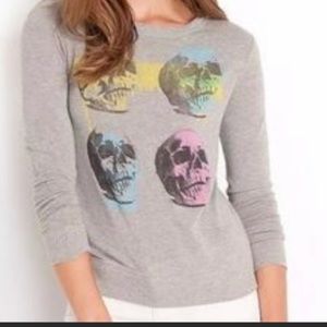 Guess, Water Color Skulls,Thin Sweater, size large